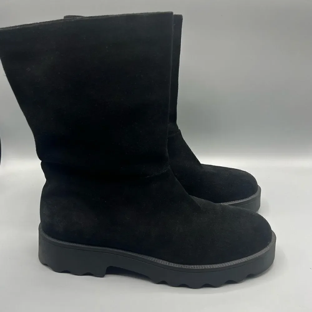 Aerosoles Simple Black Suede Pull On Boots
